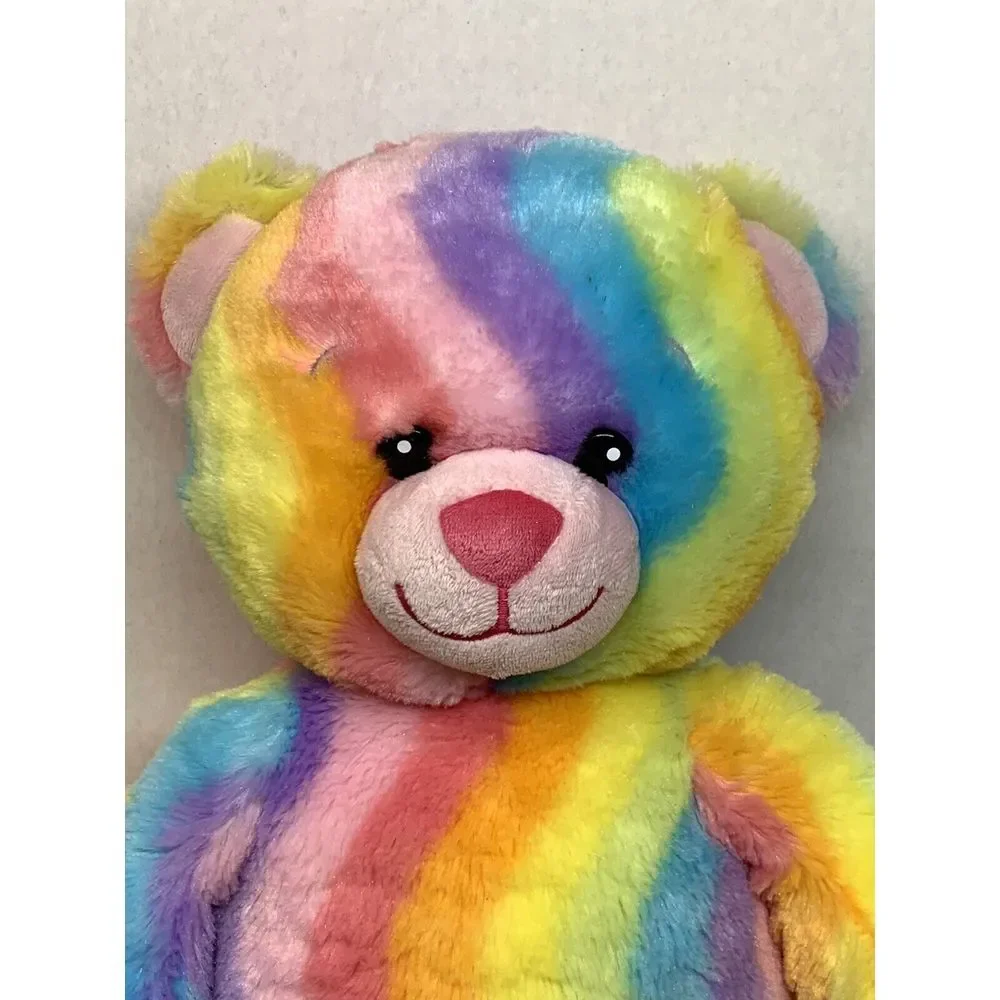 BUILD A BEAR PASTEL RAINBOW CURVED STRIPES ‎ PLUSH TEDDY BEAR 17